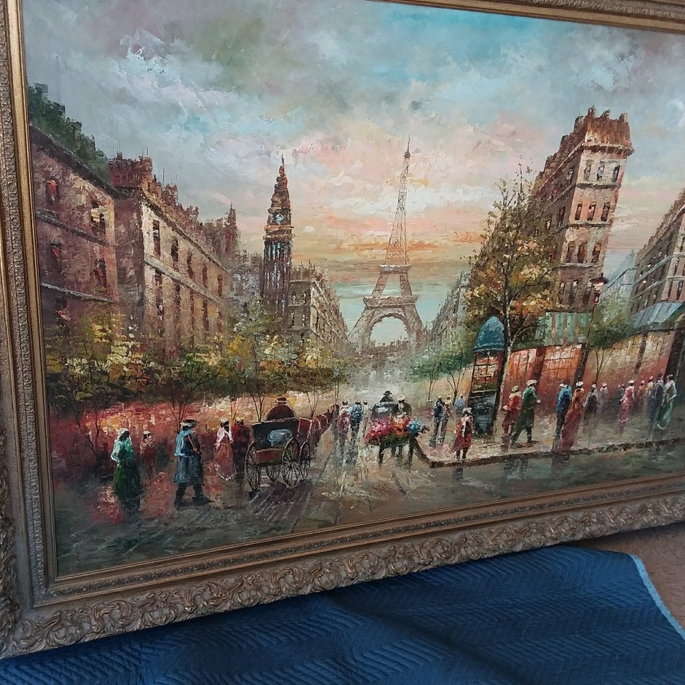 Antique Gilded Framed Oil Painting on Canvas